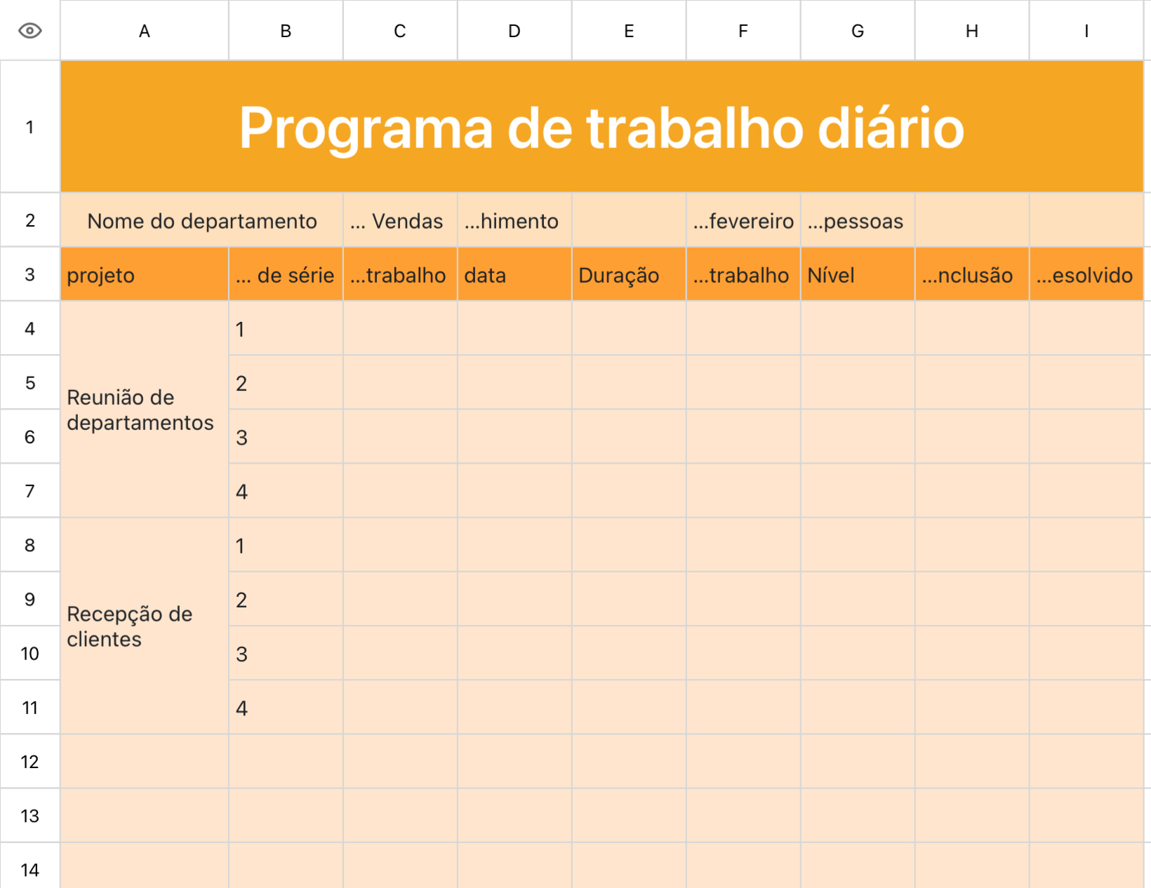 Plano de trabalho diário